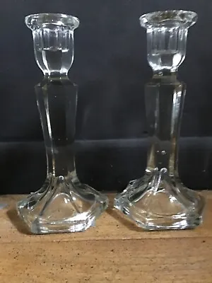 Buy PAIR Of Blown Glass Candle Stick Holders 8  Tall, Mint Condition. • 12£
