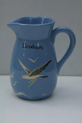 Buy A Lovely Vintage Torquay Motto Ware Hand Painted Seagull Blue Jug,brixham,13cm. • 9.99£