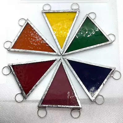 Buy F322 Stained Glass Bunting Hanging Flags SIX - Multi Rainbow Mix • 17£