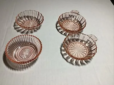 Buy Pink Depression Glass Bowls, 3.5 Inches By 1.5 Inches , Lot Of Four, Vintage • 19.08£