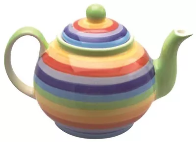 Buy Large Rainbow Teapot Hand Painted Ceramic Striped Fairtrade Made • 18.99£