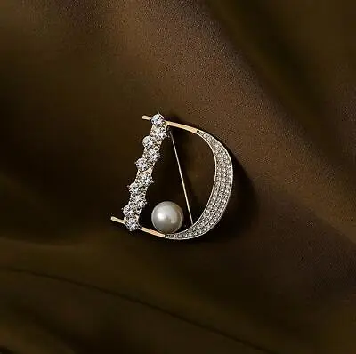 Buy Art Deco Style Enamel Crystal Pearl Letter D Brooch Badge Pin Gift • 5.99£
