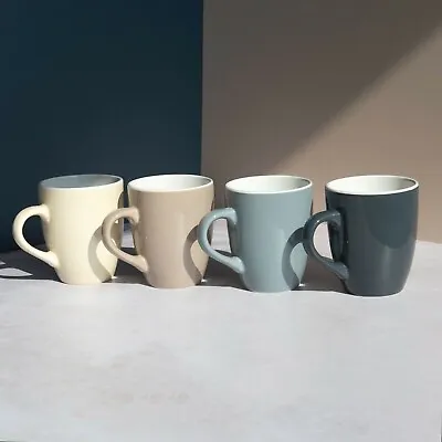 Buy Set Of 4 Mugs 340ml Coffee Tea Cups Plain Multi Colour Cappuccino Latte Mug • 10.99£