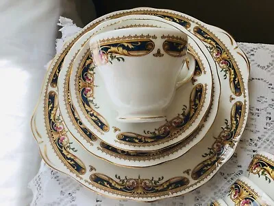 Buy Vintage Duchess Bone China 21 Piece Tea Set In Lucerne Pattern Blue Gold Pink • 35£