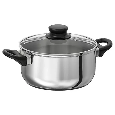 Buy 21cm Stainless Steel Non Stick Saucepans Cookware Cooking Pot Pan Glass With Lid • 7.99£