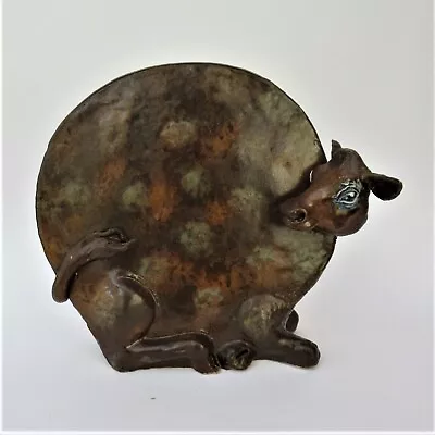 Buy Ernest Lawson Rudge, Studio Pottery Ceramic Round Bronze Effect Cow, C1980 • 590£