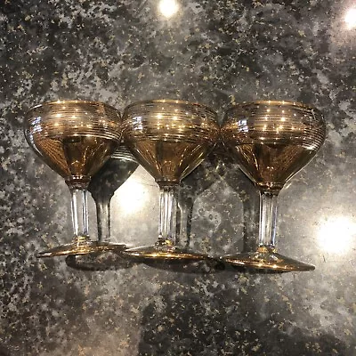 Buy 3 X RETRO VINTAGE GOLD Sherry Glasses 1940’s Collectable Art Deco • 25£