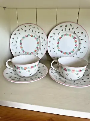 Buy Vintage Laura Ashley Pink Rosebud Cups & Saucers  With Side Plates   1991 • 12£
