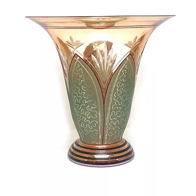Buy Antique Belgian Art Deco Glass Vase In Laeken Style • 95£