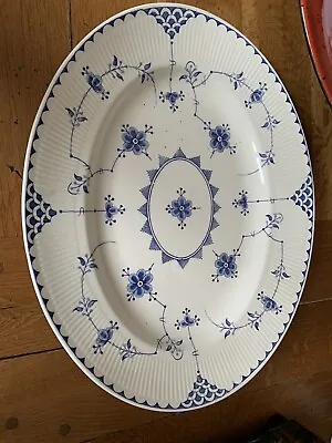 Buy Vintage Furnivals England Denmark Blue & White Oval Serving Charger Plate  • 19.99£