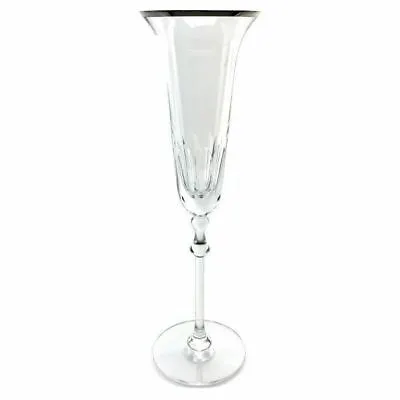 Buy Crystal Champagne Flute Glass Platinum Rim Cut Thumbprint Smooth Ball Stemware • 17.60£