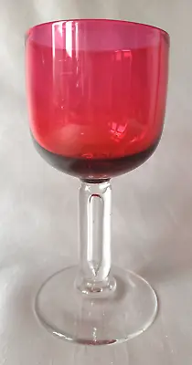 Buy Edwardian Cranberry Bowl Hollow Cylinder Stem Wine Glass C1905 • 20£