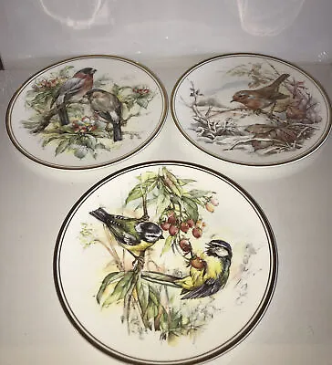 Buy Royal Kent Staffordshire England Collector's Plate Birds And Blooms Set Of 3 • 14.23£