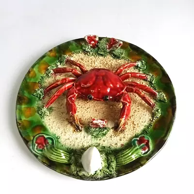 Buy Majolica Palissy Style Crab Plate Decorative 9in 22cm • 60£