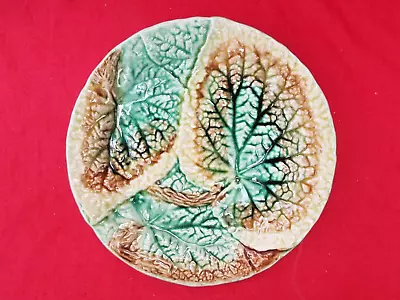 Buy Antique MAJOLICA Cabbage Leaves Plate • 8.99£