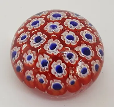 Buy Red & Blue Glass Vintage Art Deco Antique Millefiori Paperweight • 45£