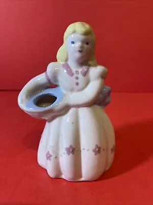 Buy Lady Vase 1940s Weil Ware CA Pottery Woman In Dress With Pink Flowers Bud Vase • 19.17£