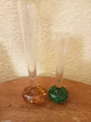 Buy Vintage Art Glass Bubble Bud Vases X2 • 9£