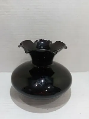 Buy Vintage Black Amethyst Fluted Depression Ruffled Vase • 28.77£