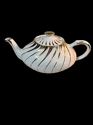 Buy Vintage Arthur Wood Aladdin Style Porcelain Teapot White Gold Swirl ~ ENGLAND • 44.18£