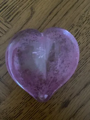Buy Vintage Purple Pink Heart Paperweight Glass • 4£