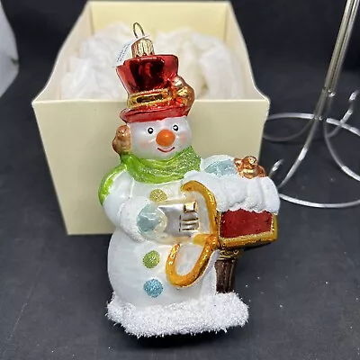 Buy Glassware Art Studio Glass Christmas Ornament From Poland Snowman With Mailbox • 24.08£