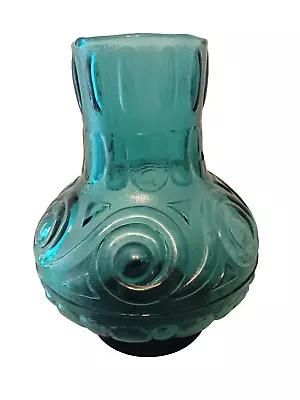 Buy STELVIA Empoli - Teal Blue Textured Pitcher Vase - 1970s Italian Glass Vintage • 35£