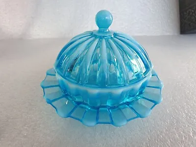 Buy Old Blue Pearline Pressed Glass Bonbon/ Candy/Compote Bowl - Davidson Rd.130643 • 14£