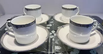 Buy Set Of 4 Wedgwood Amherst  Bone China. Coffee Cups & Saucers Excellent Condition • 14.99£
