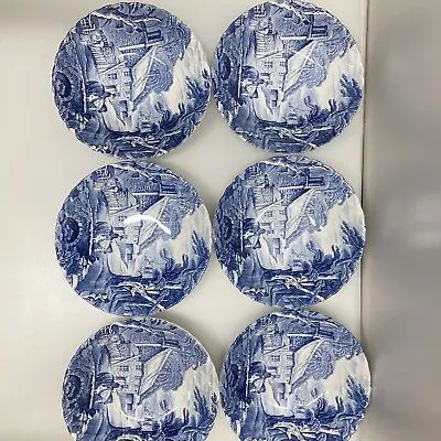 Buy Six Old Foley James Kent Blue Country Scene Cereal Soup Bowls • 15.75£
