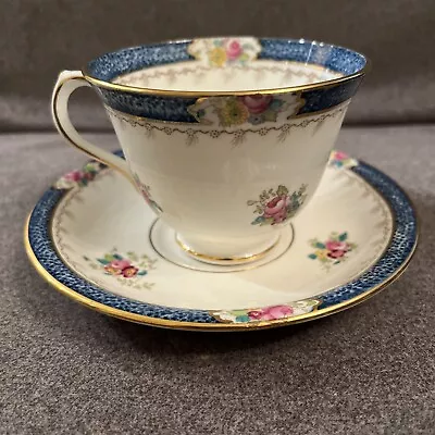 Buy Vintage RADFORDS Fenton Bone China England Teacup & Saucer Blue Gold Flowers • 28.44£