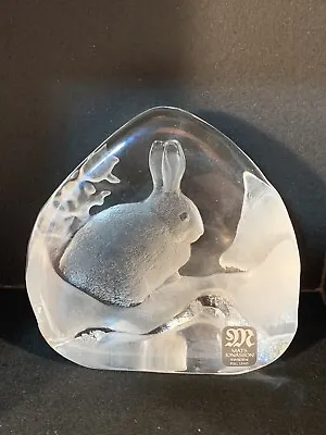 Buy Signed Mats Jonasson Sweden Art Glass Bunny Rabbit Paperweight • 23.79£