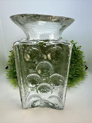 Buy FABULOUS Blenko Glass Vase 8.5  Tall Indented Inverted Circles Textured Clear • 123.47£
