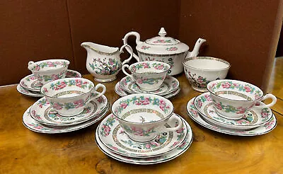 Buy Ye Olde English Tea Set. Teapot, Milk, Sugar, Saucers & Cake Plates • 175£