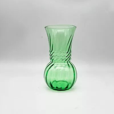 Buy Vintage Indiana Glass Green Optic Swirl Rope Twist Vase 6.5  • 11.68£