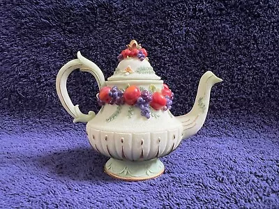 Buy A. Richesco Corp Mini Decorative Resin Tea Pot, Green W/Apples & Grapes • 9.49£