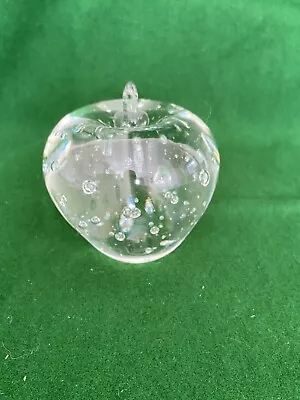 Buy Clear Glass Apple Shaped Bubble Design Paperweight Ornament • 6£