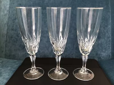 Buy Vintage Cut Glass Champagne Flutes/Glasses X 3. Clear. Height 18cm Approx. • 15£