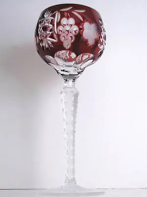 Buy Ajka Marsala Ruby Dark Cased Cut To Clear Crystal Wine Goblet • 71.49£