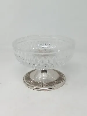 Buy Vintage Cut Glass Crystal Serving Bowl/Dish Antique Metal Base • 9.74£