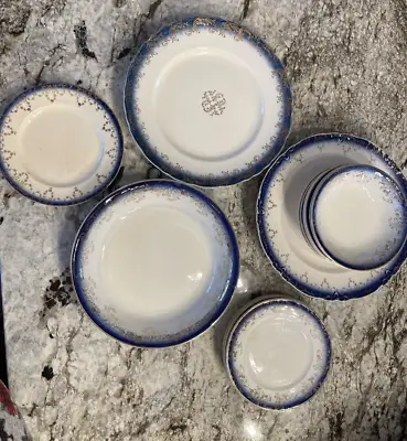 Buy Vtg Flow Blue Imperial China 17 Pc Dinner, Bread, Berry Bowls + See Description • 66.11£