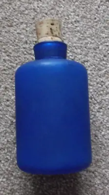 Buy Vintage Decorative Clouddy Cobalt Blue Glass Bottle With Cork Stopper 11cm Tall • 3£