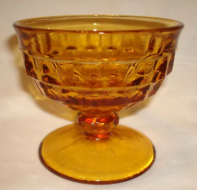 Buy Vintage Indiana Amber Colony Whitehall Cubist Cube 3 ¼” Glass Sherbet Goblet • 1.92£