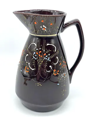 Buy Vtg Moriage Red Ware Hand Painted Brown Glazed Decorative Pitcher 6.5  Japan • 9.54£