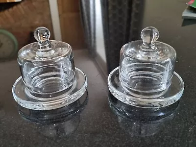 Buy Glass Butter Cloche Pate Or Jam Serving Dishes Pots Small X 2 • 14.99£