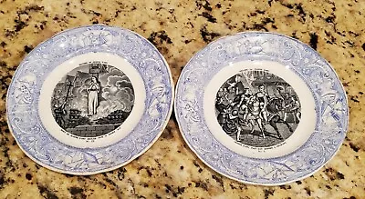 Buy Antique FRENCH Plates Porcelaine Opaque De Gien Histoire De Jeanne D'arc #5 #12 • 52.96£