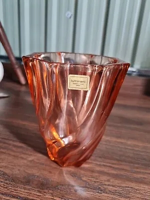 Buy Vintage Luminarc Pink Swirl Glass Vase Made In France 5  • 14£