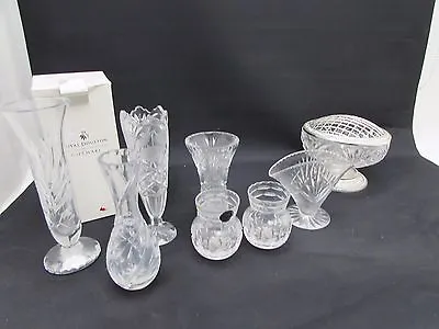 Buy Collection Of 8 Lead Crystal Glass Vases Royal Doulton Thomas Webb & Other • 44.95£
