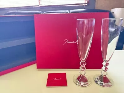 Buy NEW BACCARAT France Two VEGA Glass Crystal CHAMPAGNE FLUTES Goblets Stems • 224.17£