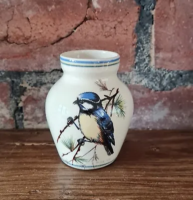Buy Vintage Brixham Pottery Bird Vase, Small, 9cm High, Blue Tit, Crested Tit • 3.95£